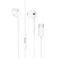 Проводные наушники M101, Type-C  Crystal joy wire-controlled earphones with microphone, HOCO, белые