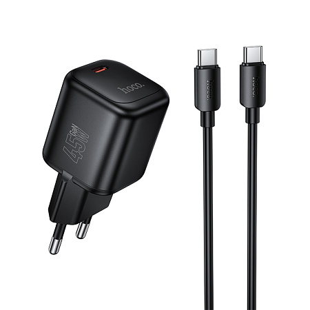 Сетевое зарядное устройство, 1 PD 45W (N84), HOCO, Type-C to Type-C, компактный, черный