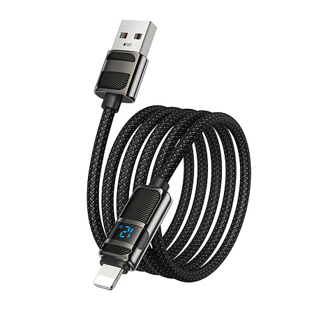 USB дата кабель Lightning, HOCO, U137, 1.2м, с дисплеем, черный