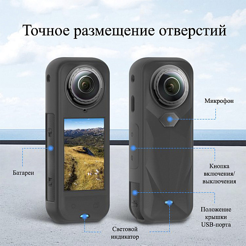 Силиконовый чехол для экшн камеры Insta360 X5, PULUZ, черный
