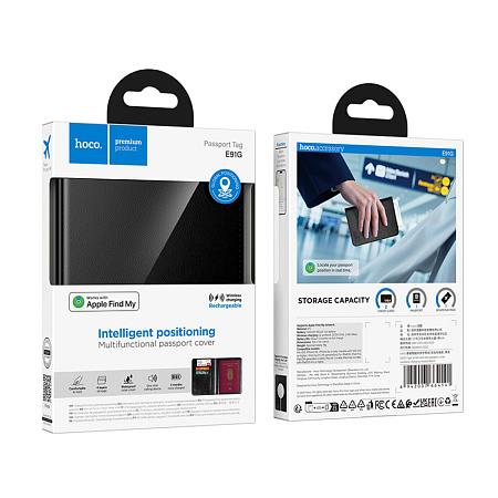 Устройство для поиска вещей E91G, синхронизация с IOS, Носо, в виде обложки для паспорта, черный