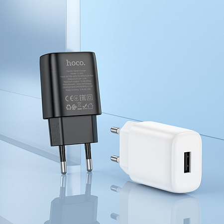 Сетевое зарядное устройство, 1 USB 2.4A (C134A), HOCO, белый