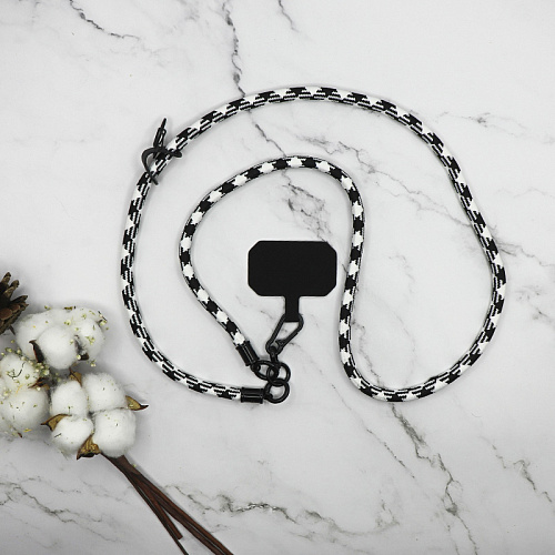 Ремешок на шею/плечо с креплением под чехол, толстый, цвет разноцветный №10, черно-белый