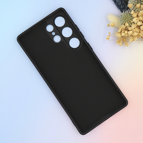 Чехол силиконовый для Samsung Galaxy S24 Ultra, с микрофиброй внутри, с защитой камеры, X-CASE, черный