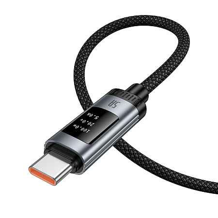 Кабель Type-C на Type-C, HOCO, U148, 240W, 1.2м, с дисплеем, черный