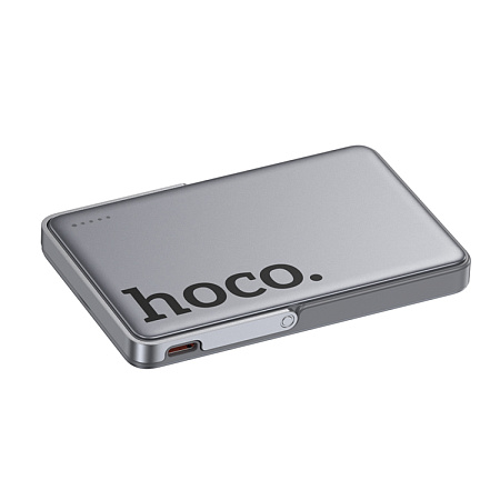 Универсальный Доп. Аккумулятор 5000mAh, Q36, HOCO, 1 PD 20W, беспроводная зарядка (MagSafe), с подставкой, серый