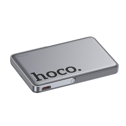 Универсальный Доп. Аккумулятор 5000mAh, Q36, HOCO, 1 PD 20W, беспроводная зарядка (MagSafe), с подставкой, серый