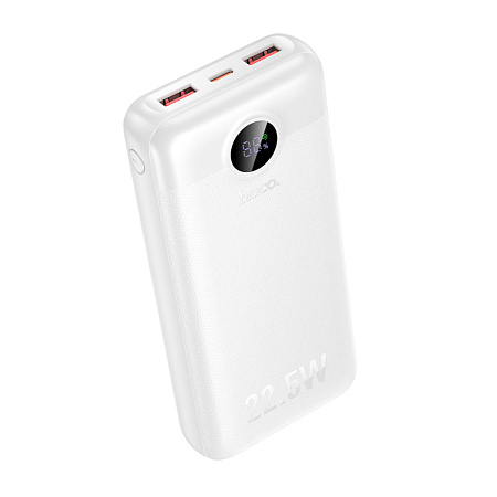 Универсальный Доп. Аккумулятор 20000mAh, J172A, HOCO, выход: 1 USB (22.5W), 1 PD (20W), с дисплеем, белый