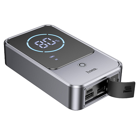 Универсальный Доп. Аккумулятор 10000mAh, QS7, HOCO, 12V(запуск двигателя авто)+2USB (5V/2A)+ фонарик, с дисплеем, черный