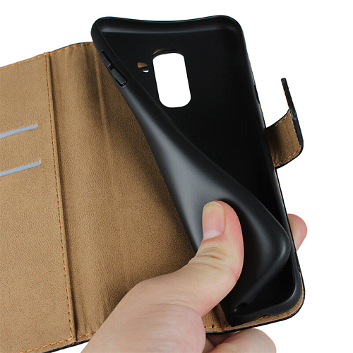 Чехол-книжка для Samsung A605G, Galaxy A6 Plus (2018), боковой с хлястиком, черный