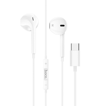 Проводные наушники M101, Type-C  Crystal joy wire-controlled earphones with microphone, HOCO, белые