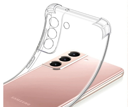 Чехол силиконовый для Samsung Galaxy S22, усиленные края, с защитой камеры, X-CASE, прозрачный