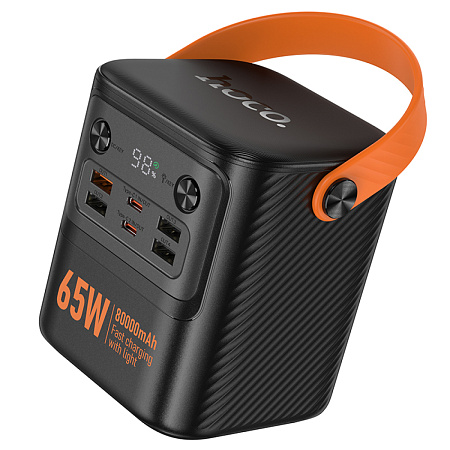 Универсальный Доп. Аккумулятор 80000mAh, J152 Pro, HOCO, выход: 1 USB 22.5W+ 3 USB 5V/2+2 PD 65W, черный