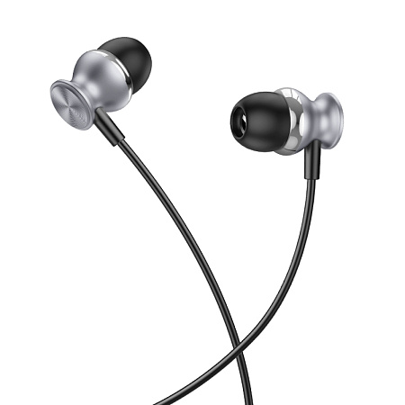 Проводные наушники M106, Fountain metal universal earphones, HOCO, вакуумные, черный