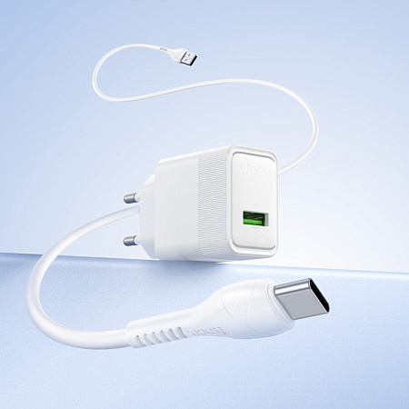 Сетевое зарядное устройство, 1 USB 3.0 QC 22.5W (CS111A), HOCO, Type-C, белый
