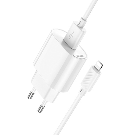 Сетевое зарядное устройство, 1 USB 10.5W (C109A), HOCO, Lightning, белый