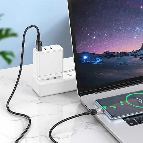 USB Кабель Type-C, HOCO, U129, 1.2м, черный с прозрачным