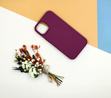 Чехол-накладка для iPhone 14, Silicon Case, без лого, винный