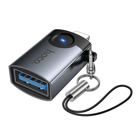 Переходник OTG Lightning, Lightning (папа) на USB (мама), UA46, HOCO, серый