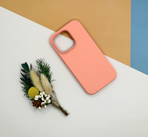 Чехол - накладка для iPhone 13 Pro, Silicon Case, без лого, лососевый