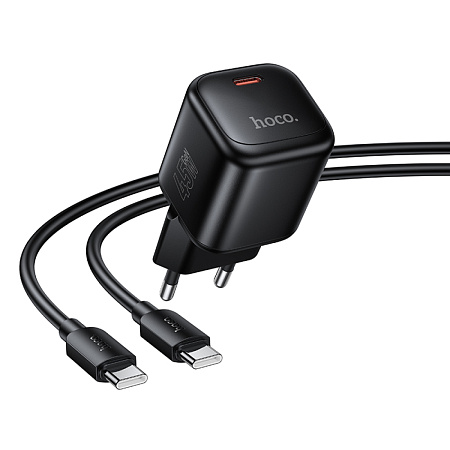 Сетевое зарядное устройство, 1 PD 45W (N84), HOCO, Type-C to Type-C, компактный, черный