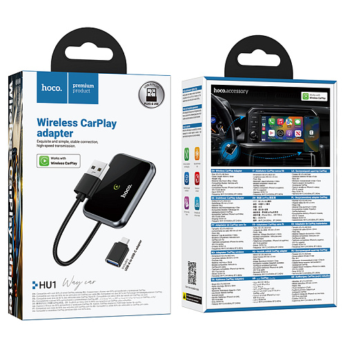 Беспроводной адаптер CarPlay (Wi-Fi) USB-A/USB-C, HU1, HOCO, черный