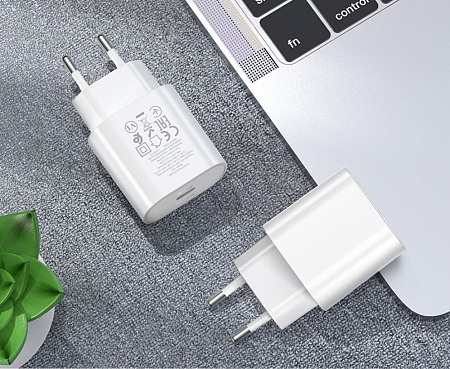 Сетевое зарядное устройство, 1 PD 25W (N22), HOCO, Type-C to Type-C, Безопасный сертификат, белый