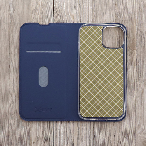 Чехол-книжка для iPhone 14, X-CASE, боковой, синий