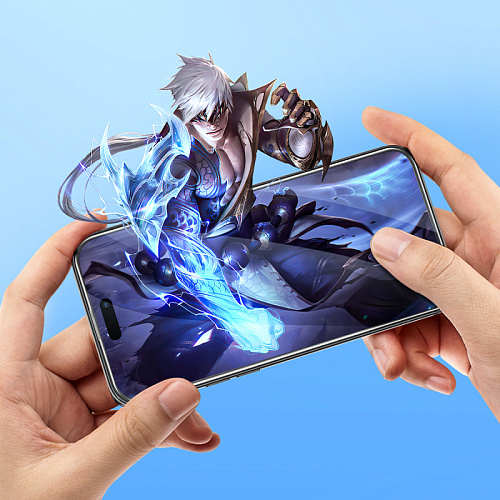 Защитное стекло на iPhone 13 (6.1)/13 Pro/14/16e, A32, HOCO, AR Anti-reflection tempered glass, черное