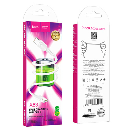 USB Кабель Type-C, HOCO, X83, 1м, белый