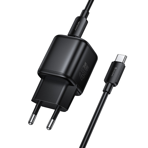 Сетевое зарядное устройство, 1 PD 45W (N84), HOCO, Type-C to Type-C, компактный, черный
