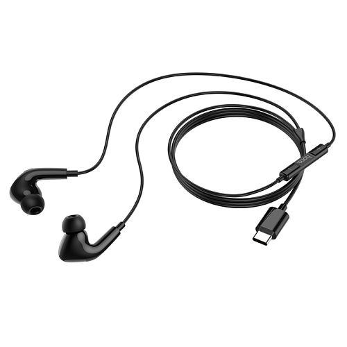 Проводные наушники M101 Pro Type-C, Crystal joy wire-controlled, HOCO, вакуумные с микрофоном, черные