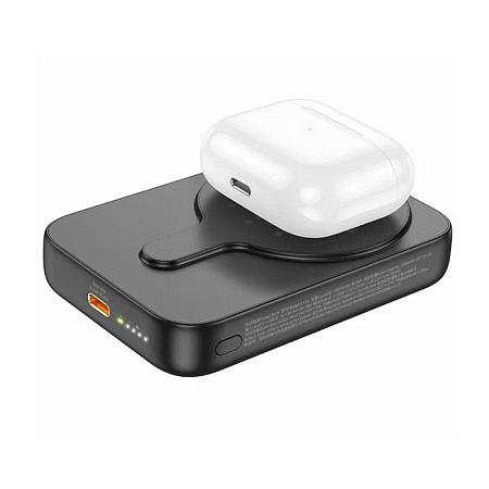Универсальный Доп. Аккумулятор 10000mAh, J117A, HOCO, выход: 1 PD 20W, беспроводная зарядка (MagSafe), черный