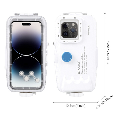 Чехол для дайвинга для IPhone 15 Pro Max/15Pl/14M/14Pl/13PM/12PM/11PM, 40 м погружение, вакуумный,PULUZ