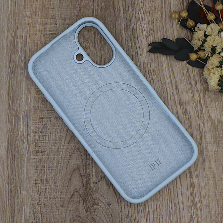 Чехол-накладка для iPhone 17, Silicon Case, магнитный (MagSafe), с дизайном, без лого, X-CASE, светло-голубой