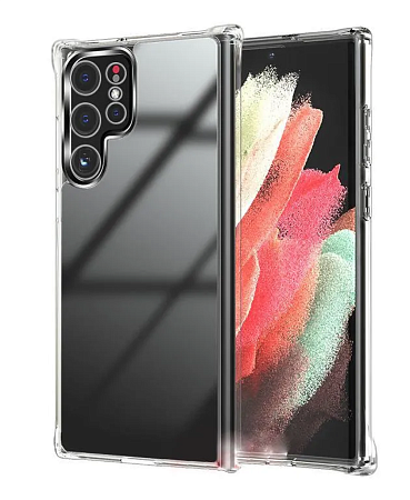 Чехол силиконовый для Samsung Galaxy S22 Ultra, микс, усиленные края, X-CASE, прозрачный
