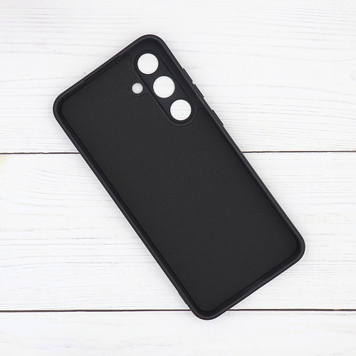 Чехол силиконовый для Samsung Galaxy S24 FE, с микрофиброй внутри, с защитой камеры, X-CASE, черный