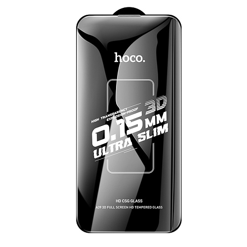 Защитное стекло для iPhone 15/16, A39, HOCO, Engraved 3D HD tempered glass 0.15mm, черное