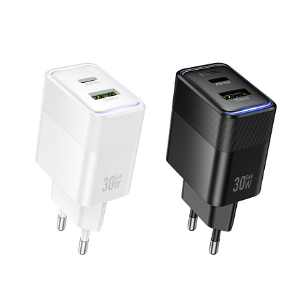 Сетевое зарядное устройство, 1 PD 30W + 1 USB 3.0 QC (CS112A), HOCO, черный