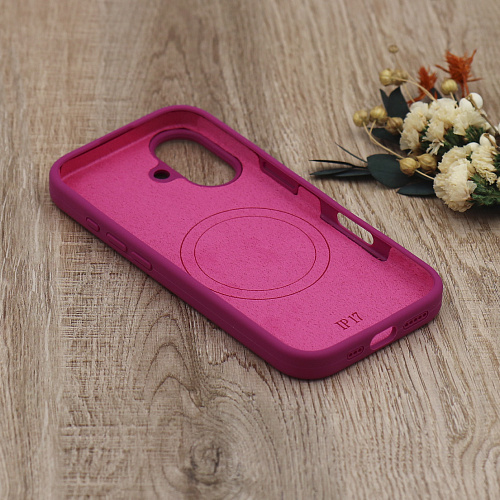 Чехол-накладка для iPhone 17, Silicon Case, магнитный (MagSafe), с дизайном, без лого, X-CASE, винный