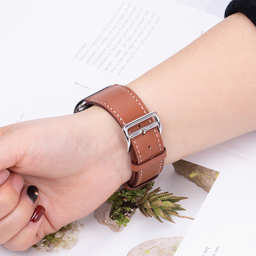 Ремешок на руку для Apple Watch 44/45/46/49 мм, HOCO, WA17, коровья кожа, коричневый
