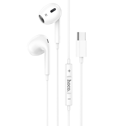 Проводные наушники M101 Max Type-C, Crystal grace wire-controlled digital earphones with microphone, HOCO, белые