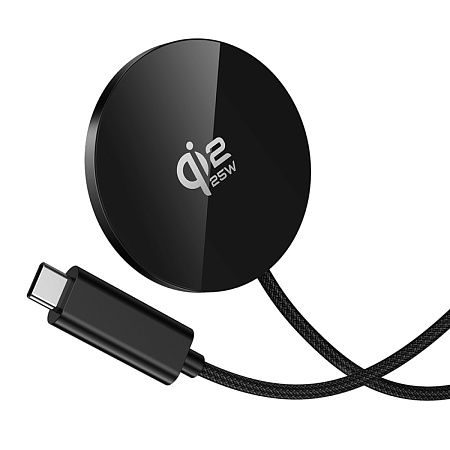 Беспроводное зарядное устройство, CW63 Pro, протокол быстрой зарядки Qi2.2, Type-C, черный