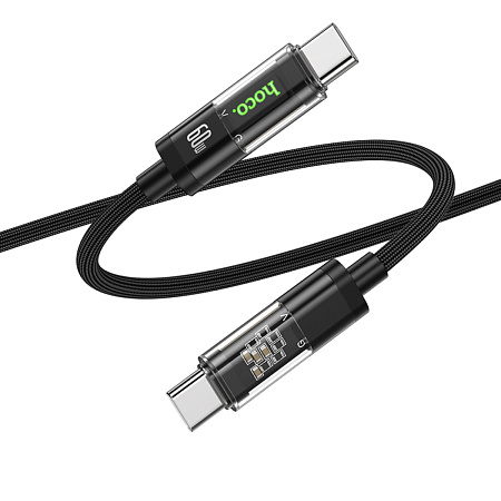 Кабель Type-C на Type-C, HOCO, U116, 60W, 1.2м, черный
