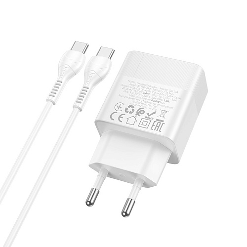 Сетевое зарядное устройство, 1 PD 40W (CS113A), HOCO, Type-C to Type-C, белый