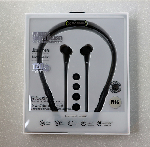 Беспроводные наушники Mosidun R16, спортивные, вакуумные, черные