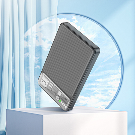 Универсальный Доп. Аккумулятор 10000mAh, Q18, HOCO, выход: беспроводная зарядка+1 PD (20W), 1 USB 22.5W, черный