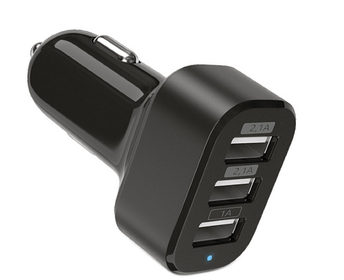 АЗУ 3 USB 5.1A, usb дата кабель Lightning, черный