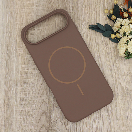 Чехол-накладка для iPhone 17 Air, Silicon Case, магнитный (MagSafe), без лого, X-CASE, коричневый