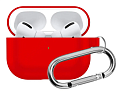 Чехол силиконовый для Airpods Pro/Pro 2, X-CASE, красный с карабином